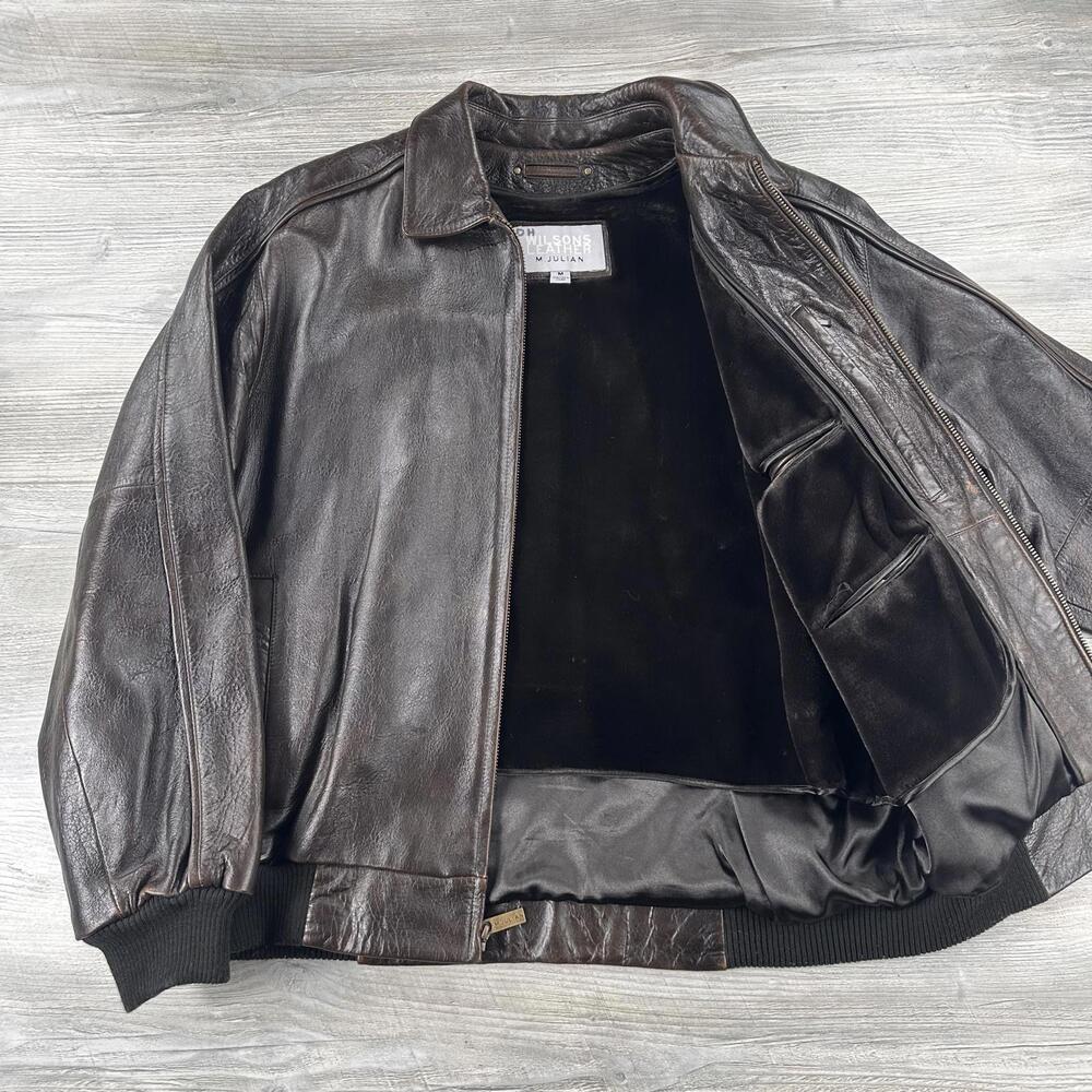 Wilson M. Julian Leather Jacket Men Medium Brown Bomber Flight MJ 79 Marbled EUC